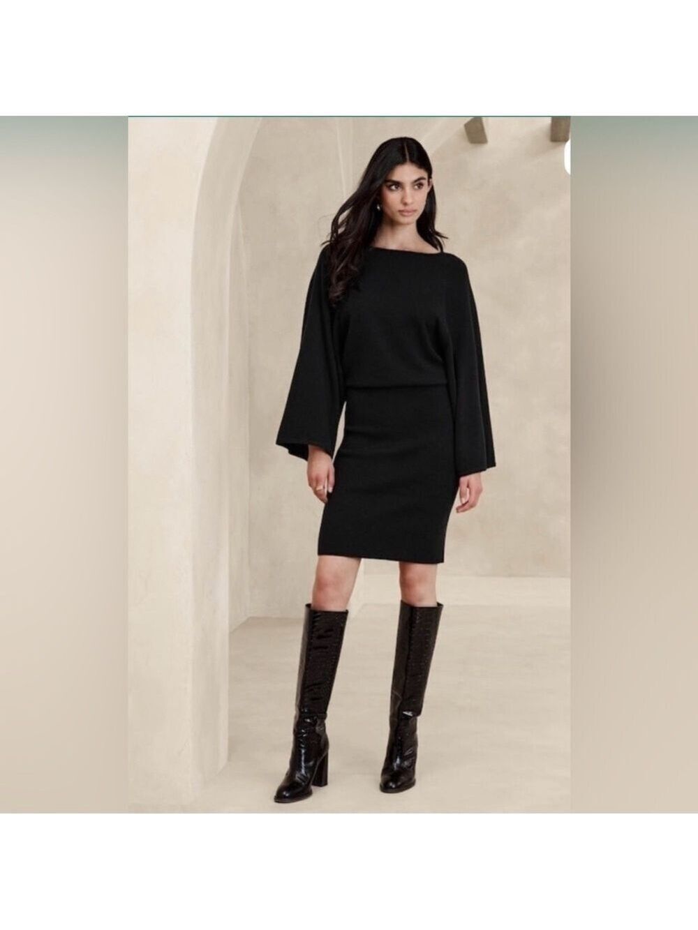 Banana Republic Old Money Bethel Merino-Cashmere Midi Sweater Dress NWT S